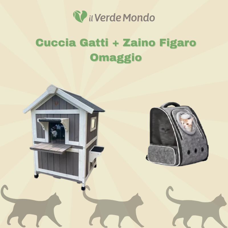 Cuccia per Gatti da Esterno Silvestro + Zaino per Gatti Mod. Figaro in Omaggio