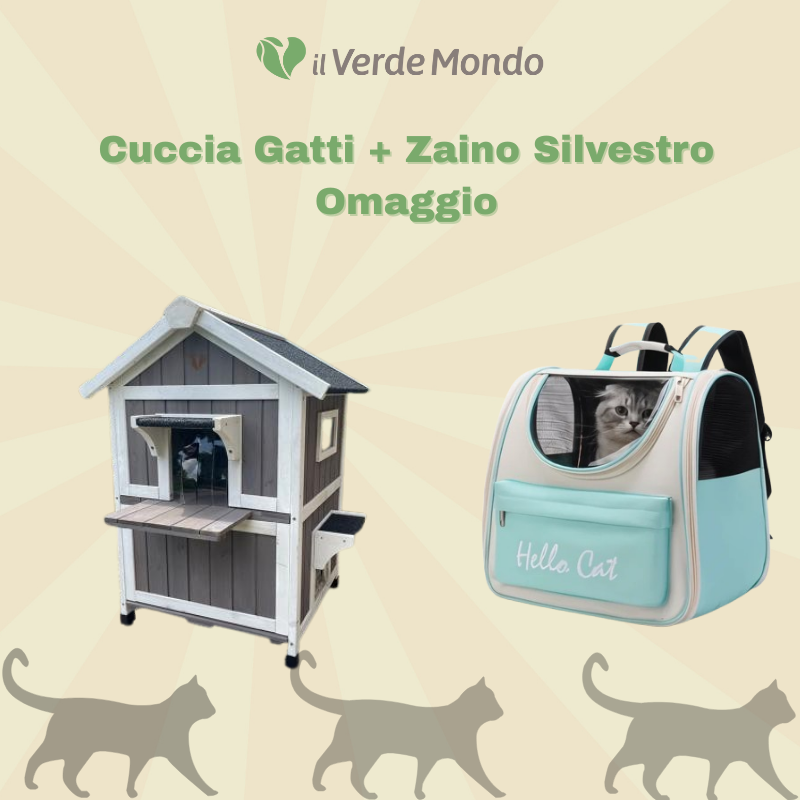 Cuccia per Gatti da Esterno Silvestro + Zaino per Gatti Mod. Scarlett in Omaggio