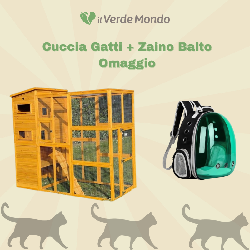Cuccia per Gatti da Esterno Figaro + Zaino per Gatti Mod. Balto in Omaggio