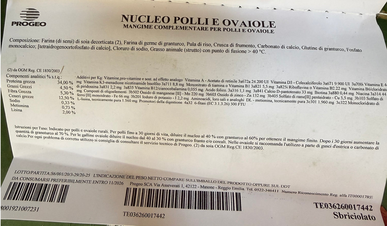 Mangime Nucleo per Polli e Galline Ovaiole | Progeo