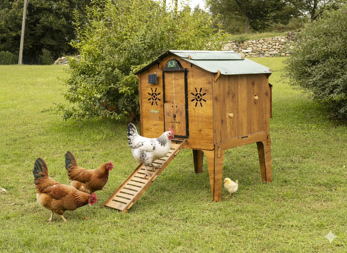 Pollaio per Galline Modello Cemani Taglia M | In Laminato Plastico Con Porta Anti Predatore