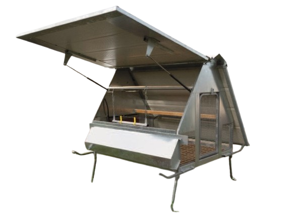 Isolierter Hühnerstall aus Eisen für 10 Hennen mit zu öffnendem Dach