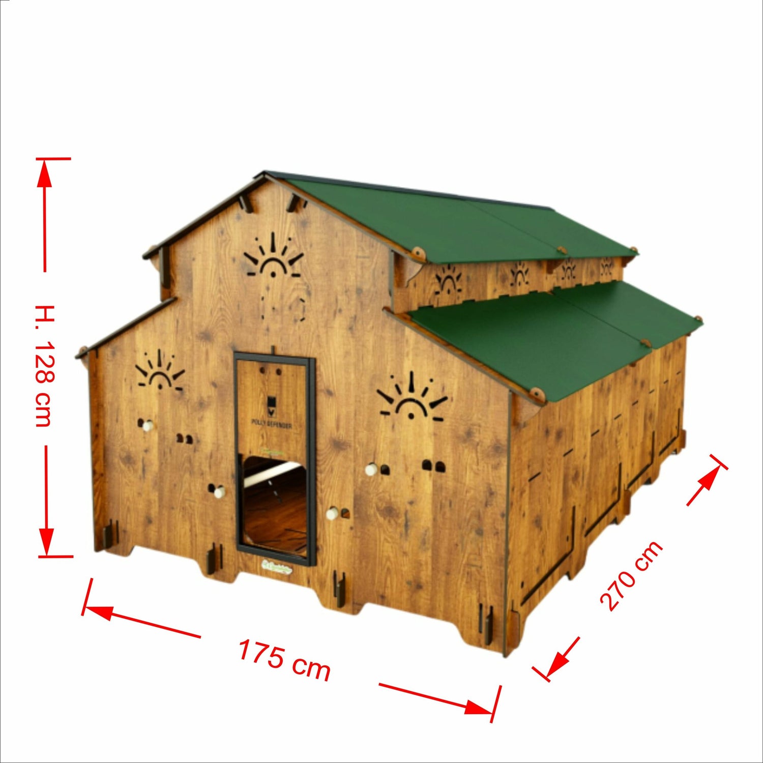 Pollaio per Galline Modello Faverolles Modello XL Porta Crepuscolare Inclusa  | In Laminato Plastico